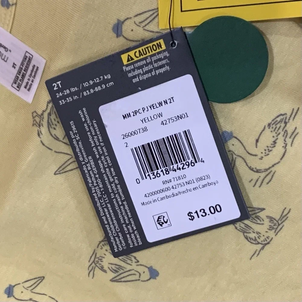 Modern Moments By Gerber Unisex Super Soft Two Piece PJ Set 2T New with Tags